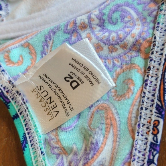 VENUS BOHO Delicate PAISLEY String BIKINI TOP unpadded underwire Sz D2  38B/40A - Picture 10 of 15